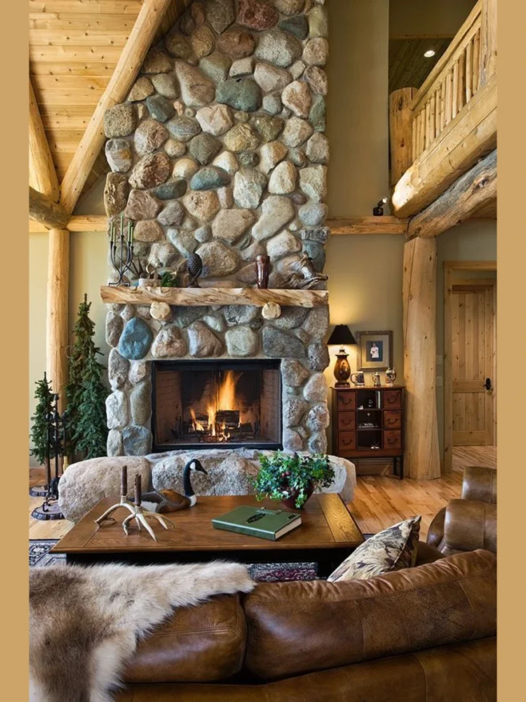 Rustic Log Cabin Fieldstone