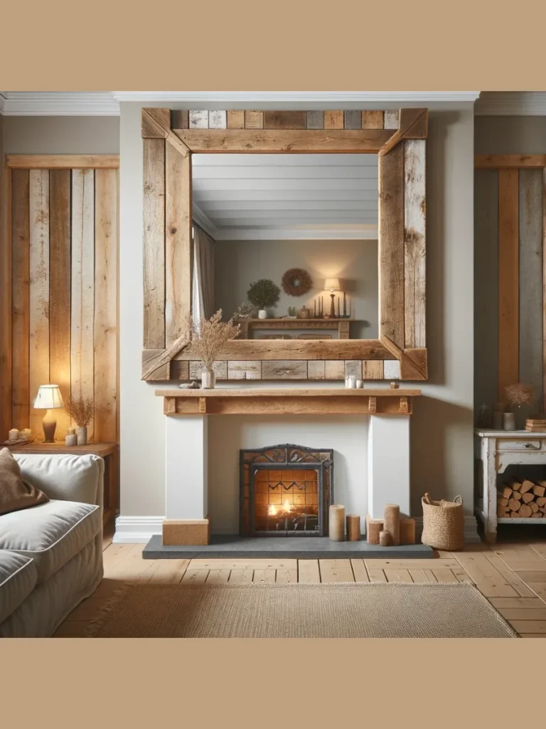 Rustic Reclaimed Wood Windowpane Mirror