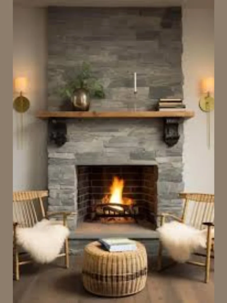 Rustic Stacked Stone Hearth Designs