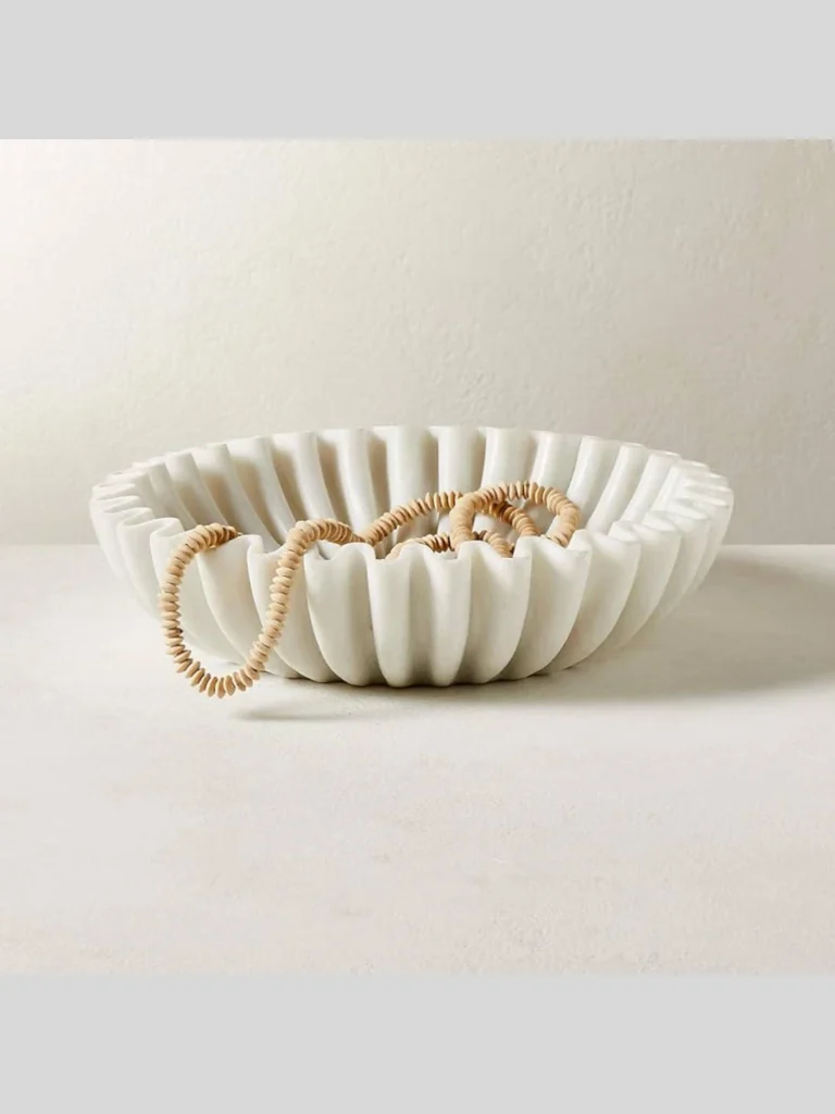 Scalloped Carrara Marble Entryway Bowls