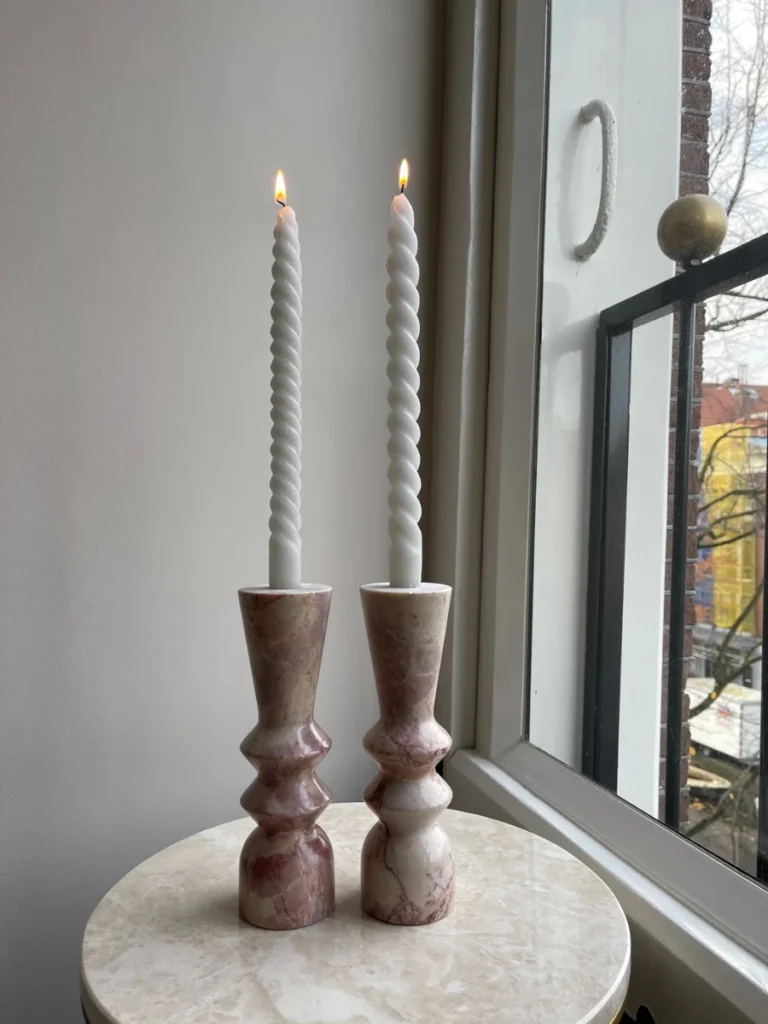 Scalloped Carrara Marble Obelisks