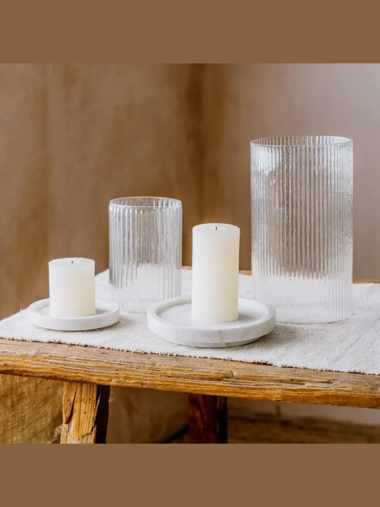 Scalloped Carrara Marble Pillars