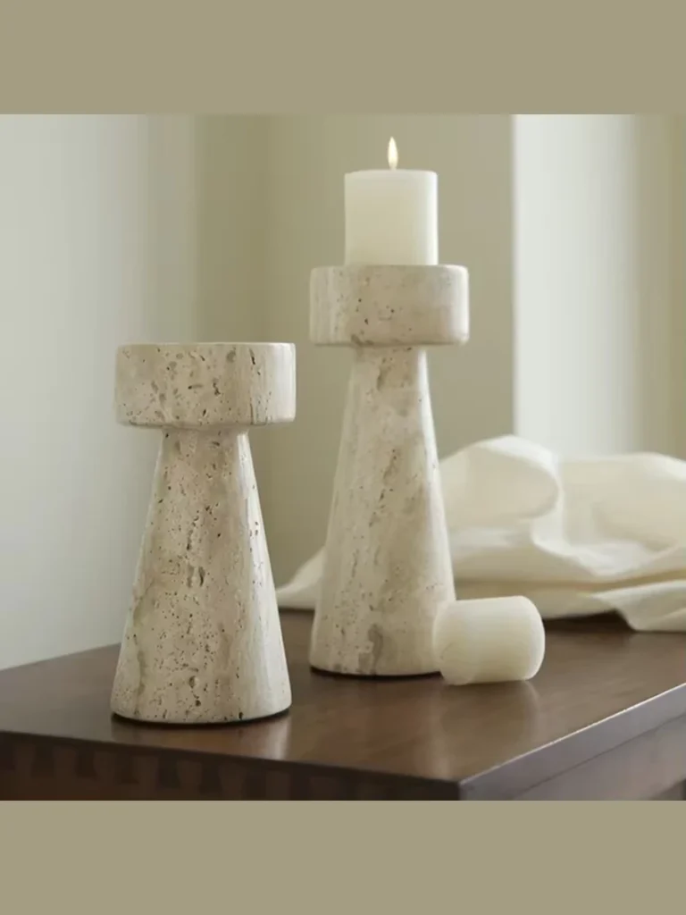 Scalloped Carrara Marble Taper Pillars