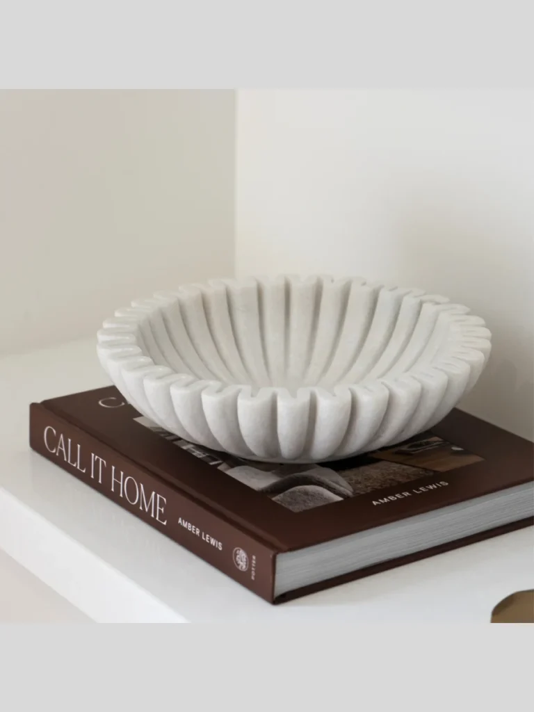 Scalloped White Carrara Marble Bowls