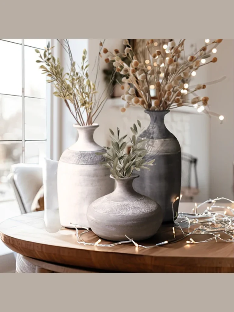 Sculptural Ceramic Vases with Raw Clay Bases