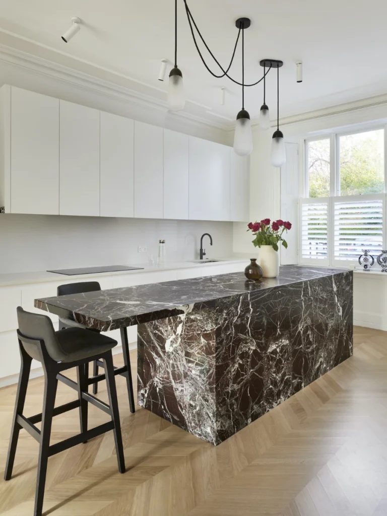 Sculptural Marble Topped Kitchen Islands