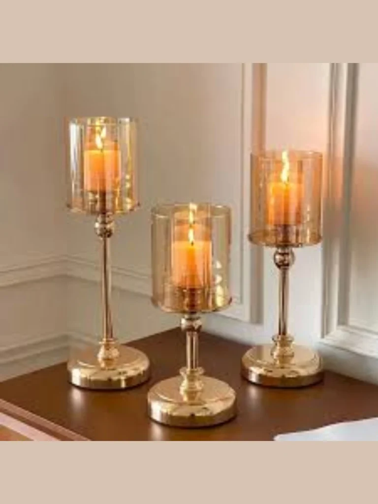 Shimmering Amber Blown Glass Chimneys