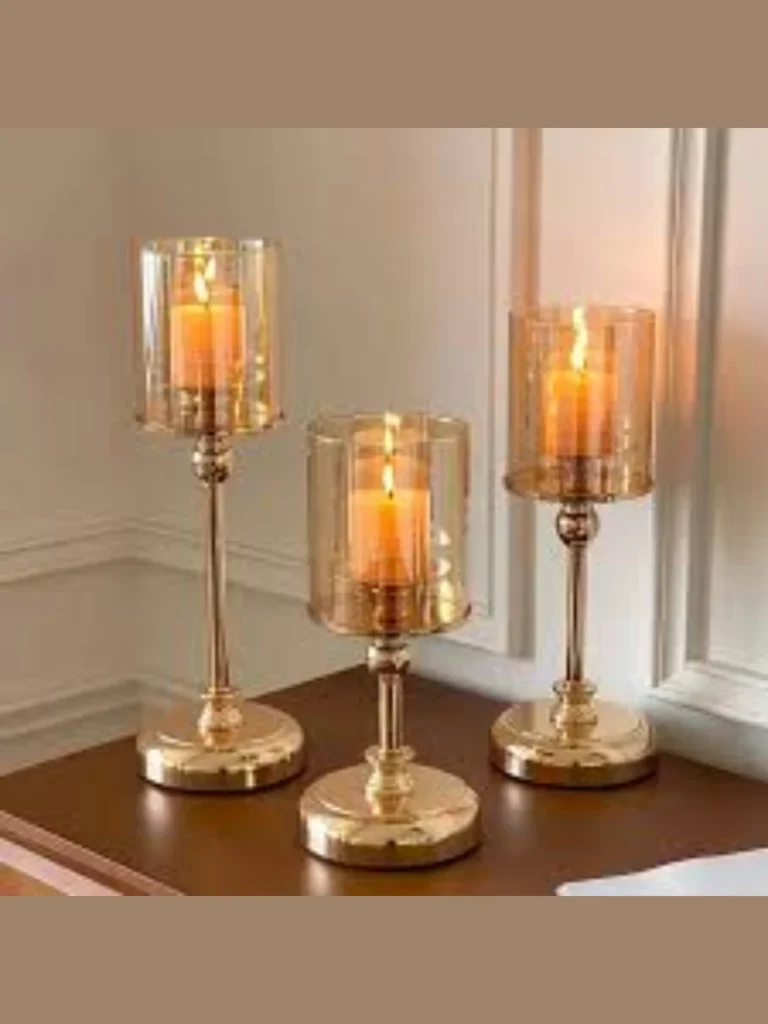 Shimmering Amber Blown Glass Chimneys