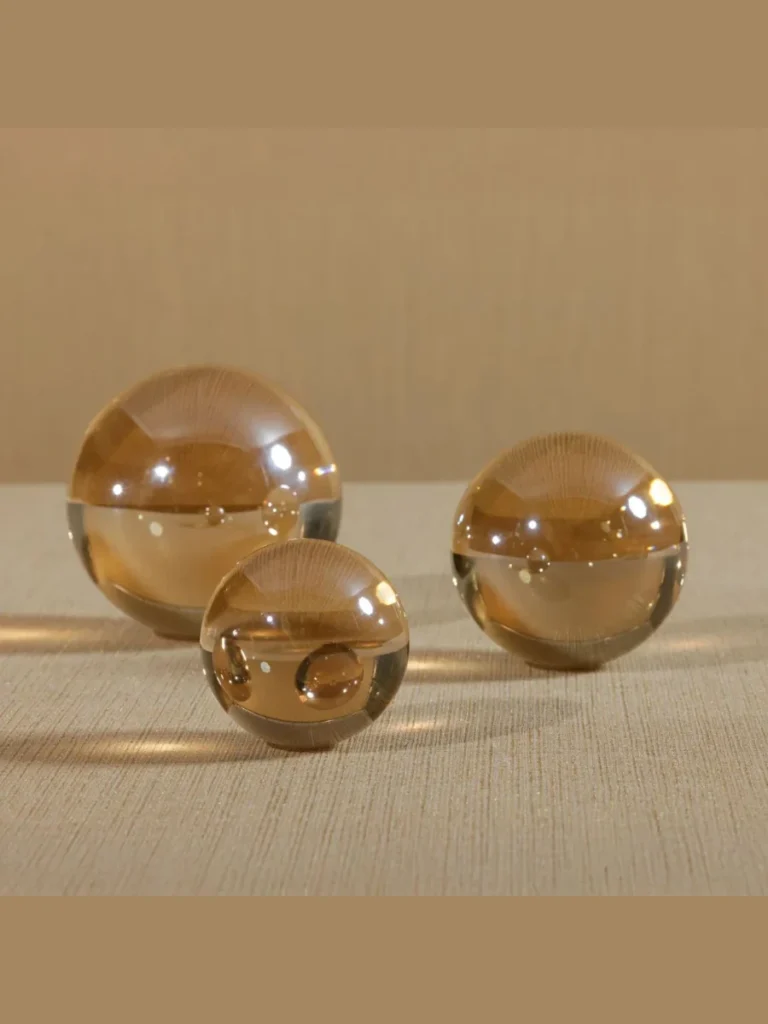 Shimmering Amber Blown Glass Spheres