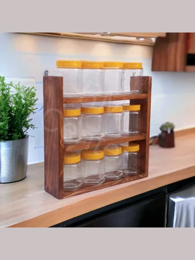 Slatted Pine Kitchen Spice Shelves