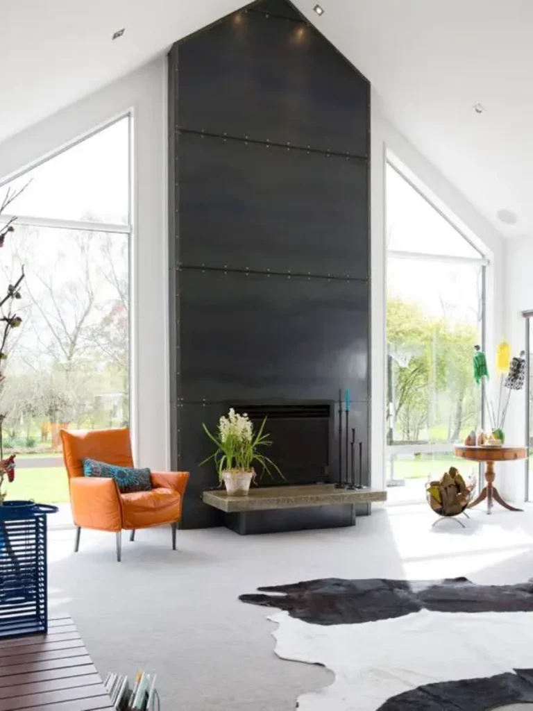 Sleek Black Steel Plate Hearths Fireplace