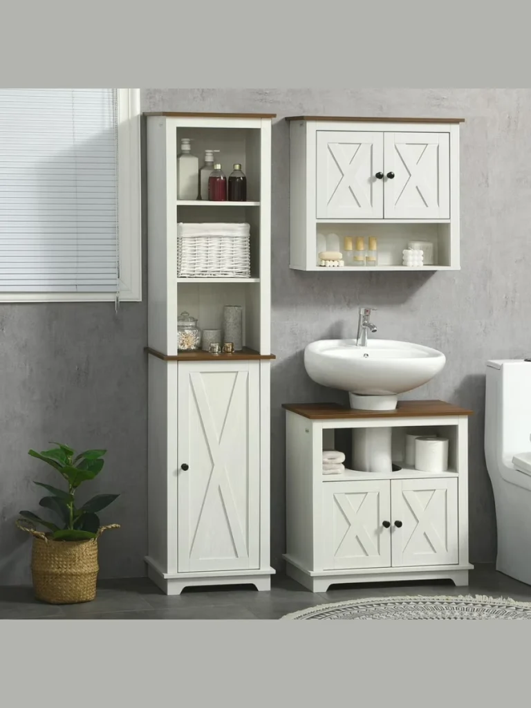 Slim Freestanding Linen Towers
