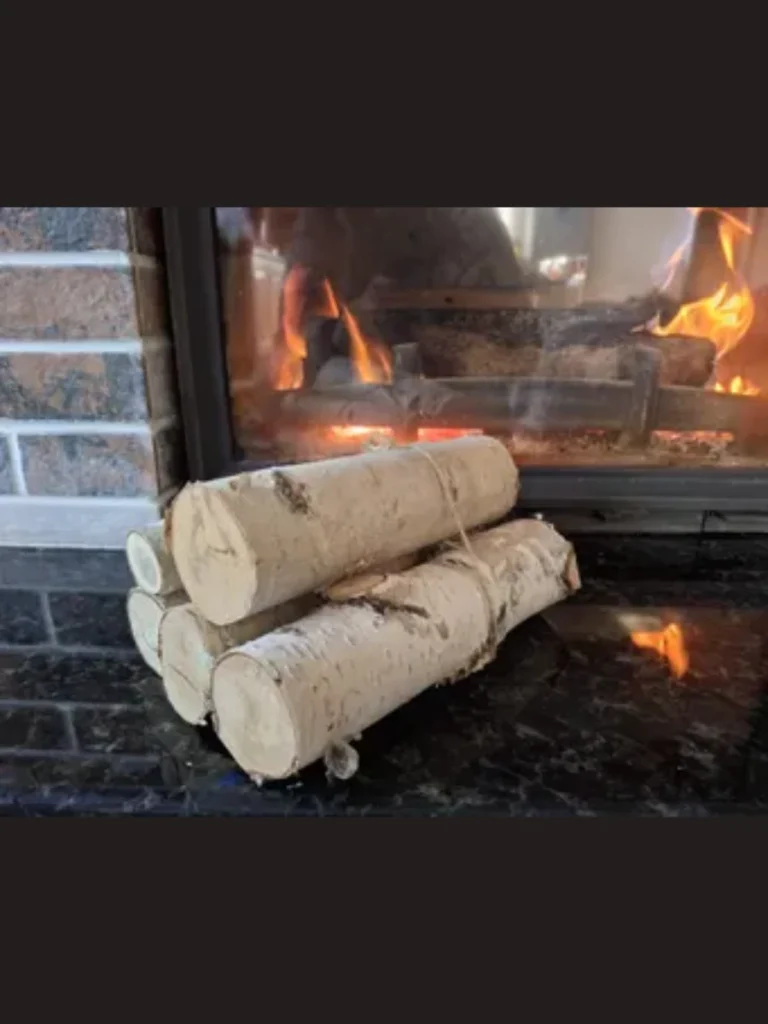 Stacked Birch Logs for a Rugged and Natural Aesthetic