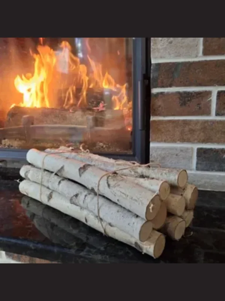 Stacked Natural Birch Logs