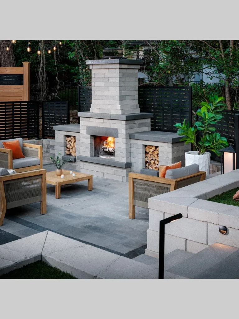 Stacked Natural Stone Fireplaces