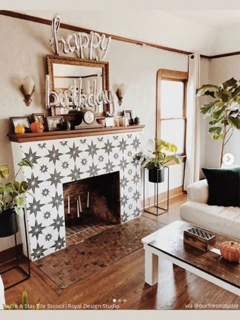 Stenciled Faux Tile Interior Paint