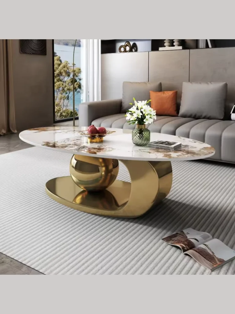 Stone Top Coffee Tables With Steel Bases