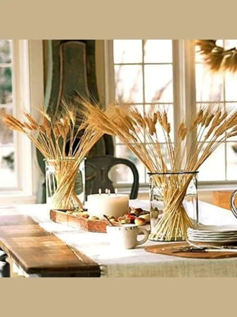 Styling Tables with Dried Wheat Stalk Bundles