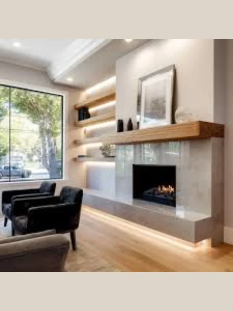 Symmetrical Glass Shelves with Lighting
