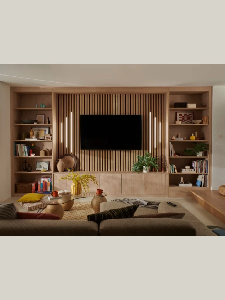 Symmetrical Media Centers for a Modern Entertainment Wall