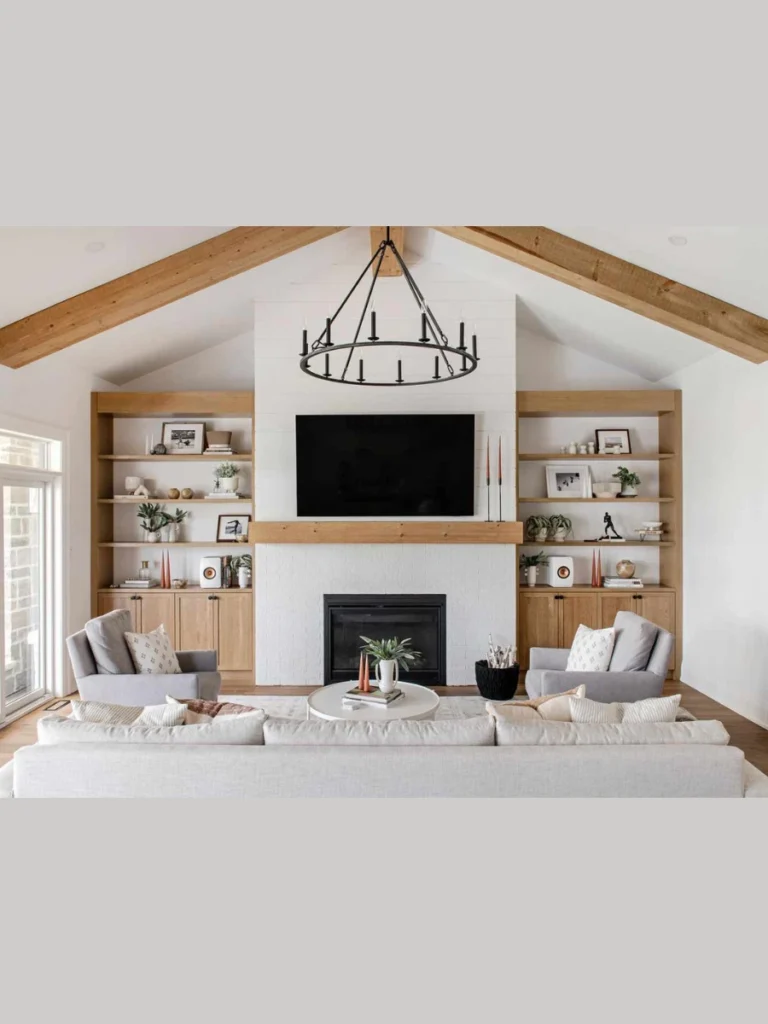 Symmetrical Windows with Flanking Library Shelves