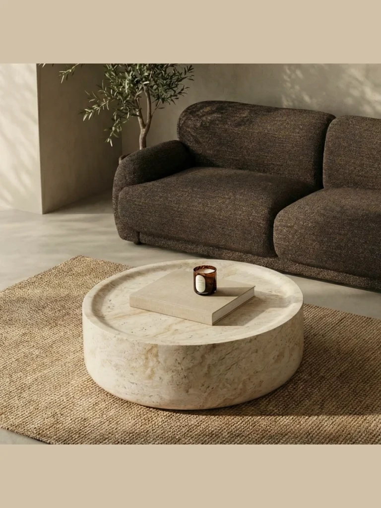 Textured Travertine Coffee Table Trays