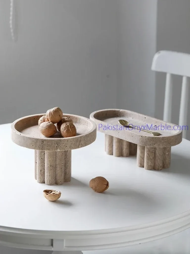Textured Travertine Platter Displays