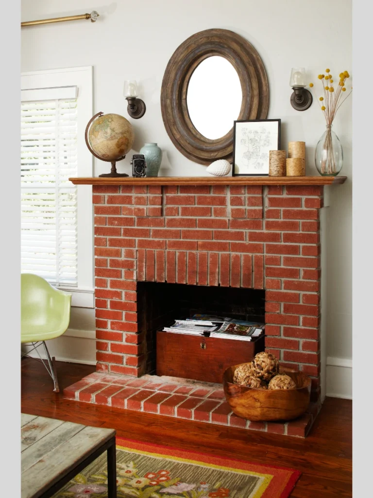 Traditional Raised Red Brick Hearth Step
