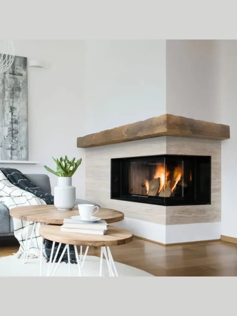 Traditional Wood Mantel with Tile Inlay