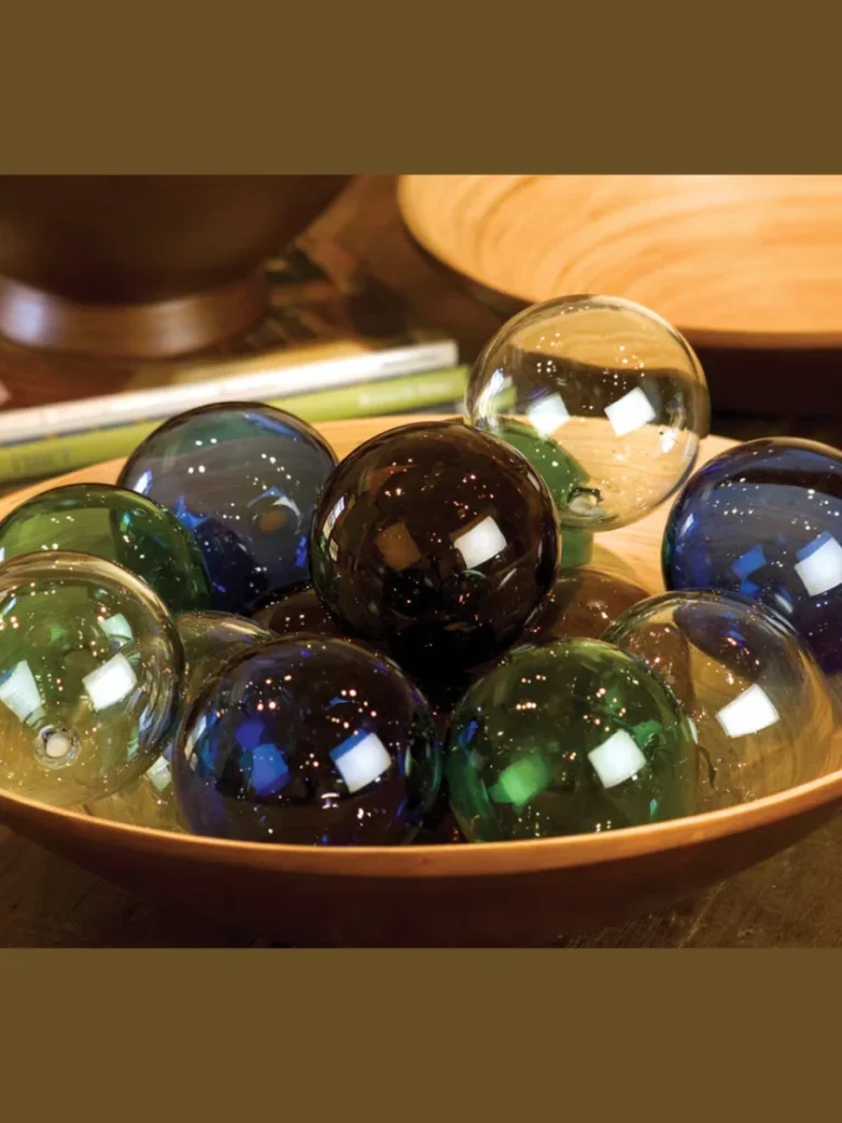 Translucent Amber Glass Decorative Orbs