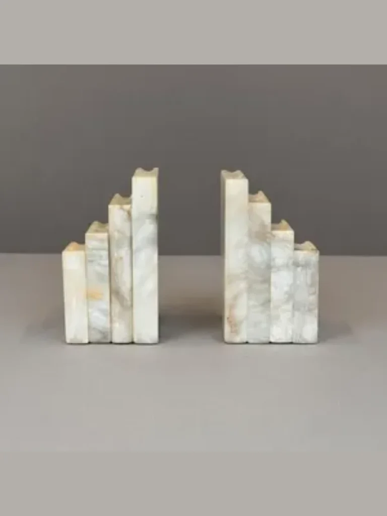Translucent White Alabaster Bookends