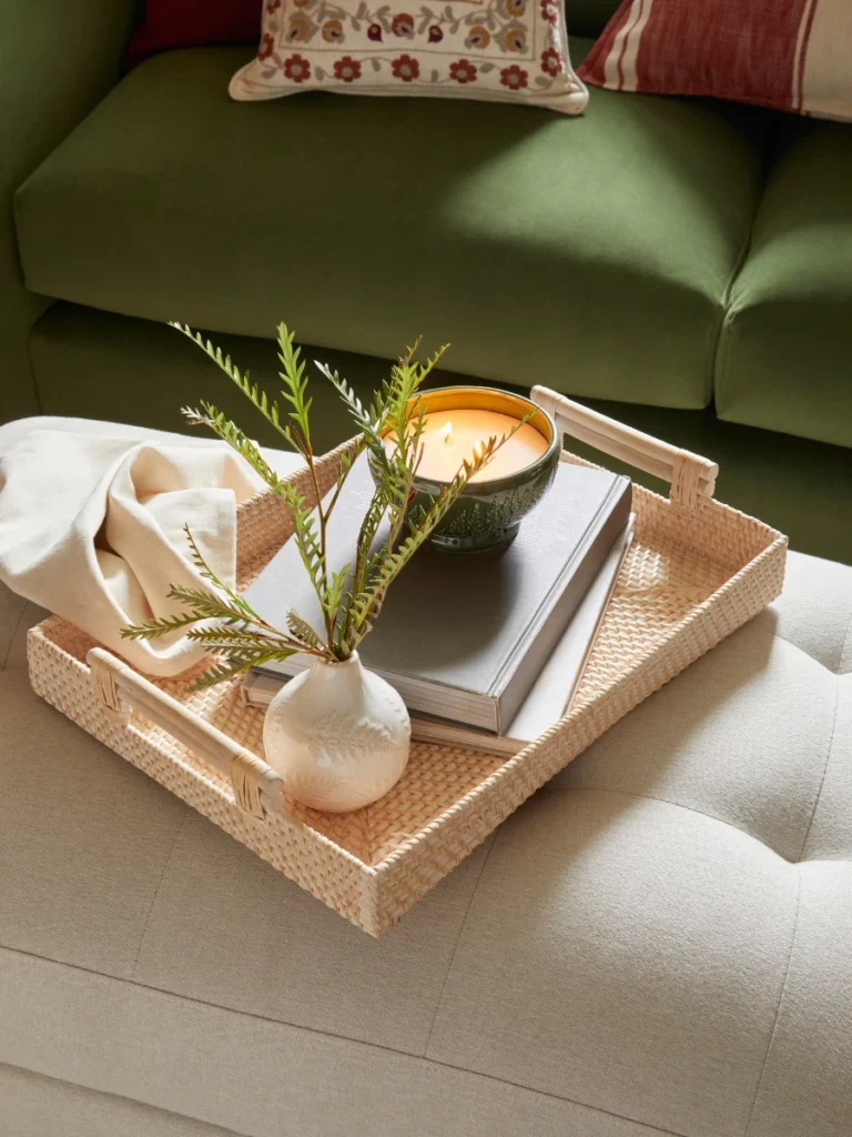 Using Trays to Group Coffee Table Decor