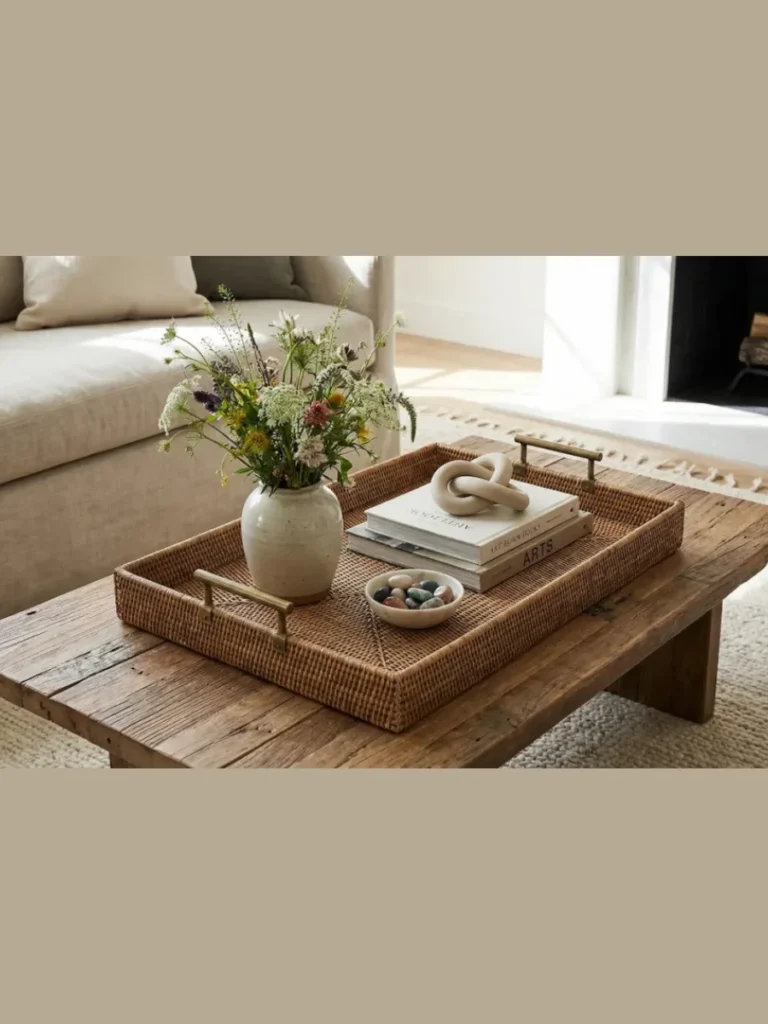 Using Trays to Organize Coffee Table Clutter