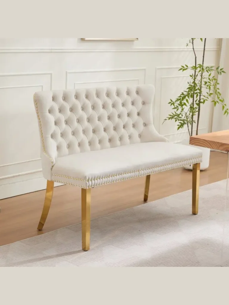 Velvet Upholstered Dining Benches With High Backs