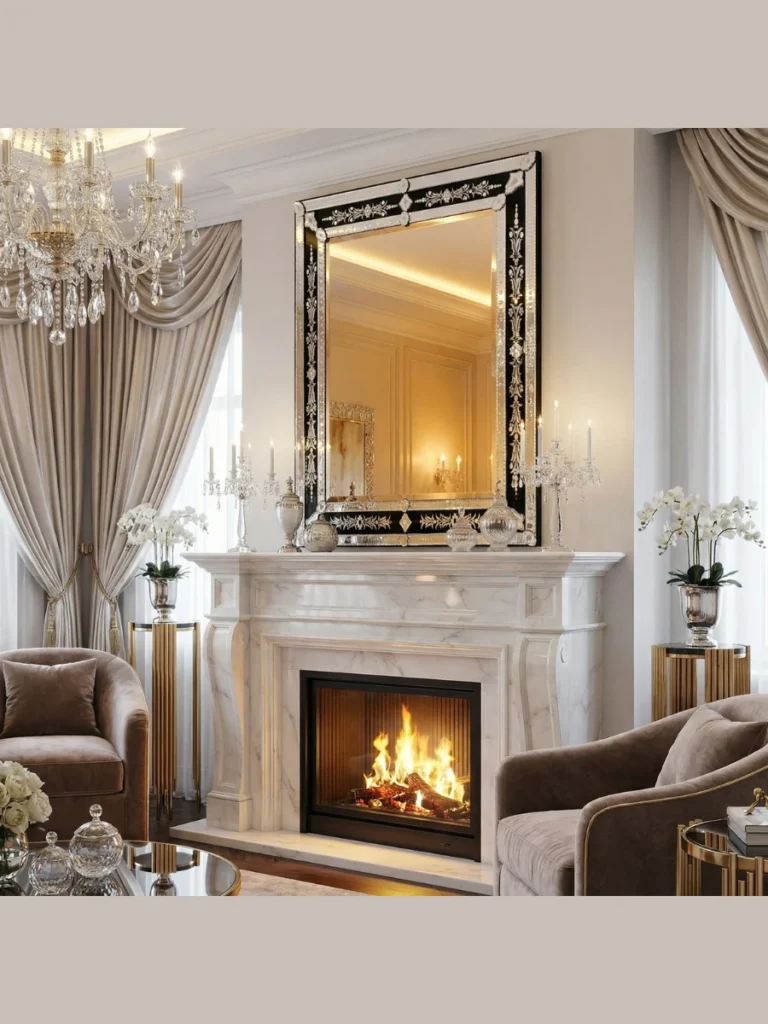 Venetian Glass Mirror with Intricate Etchings