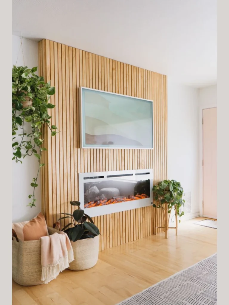 Vertical Wood Slat Accent Wall Integration