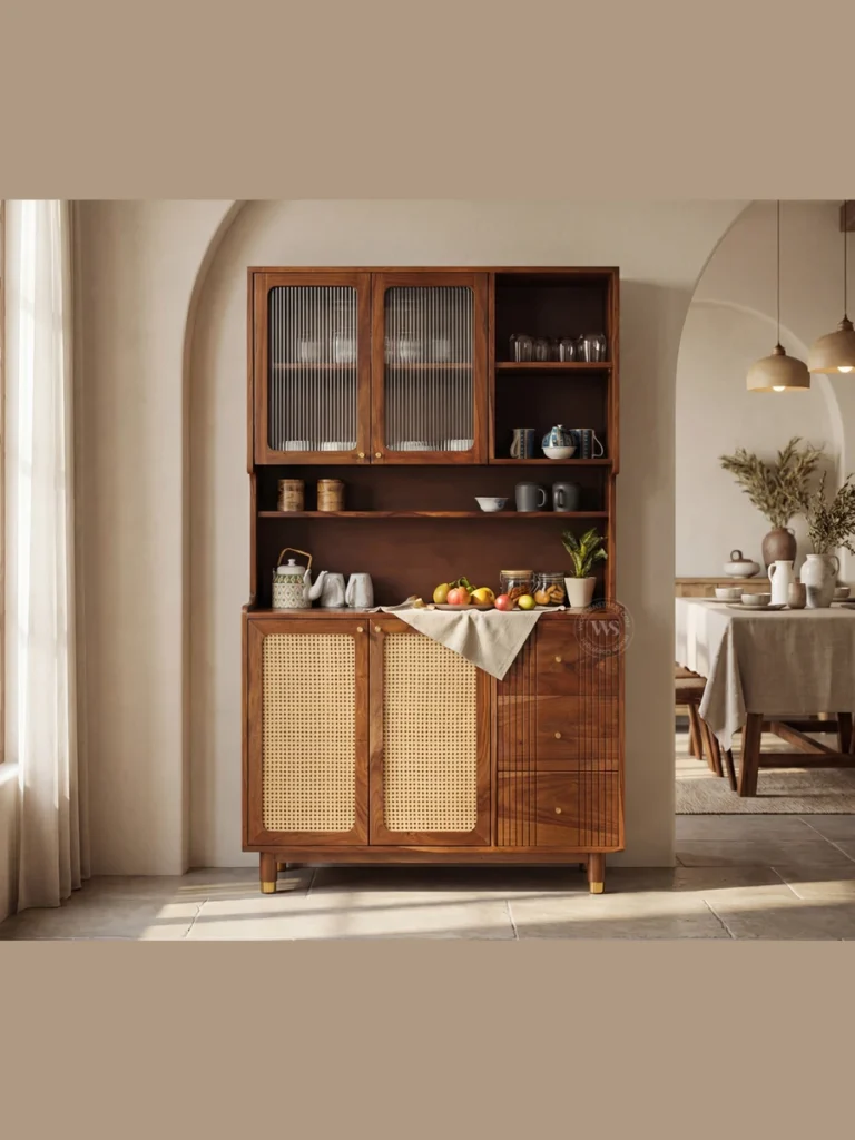 Vintage Inspired Bar Cabinets With Fluted Glass Doors
