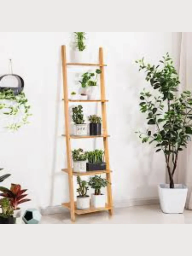 Wall-Leaning Ladder Shelves For Vertical Space