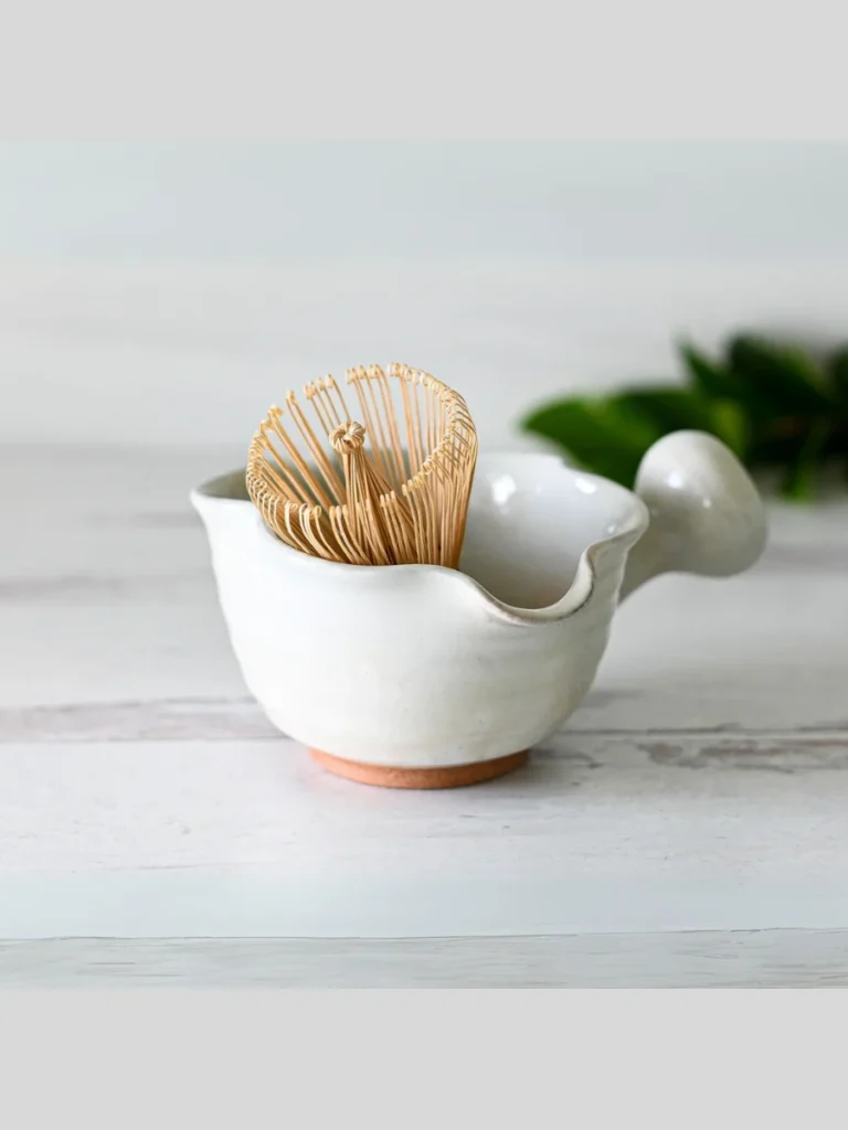 Wavy Ridged Ceramic Matcha Containers