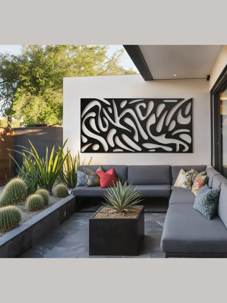 Weatherproof Metal Wall Sculptures for Modern Porches