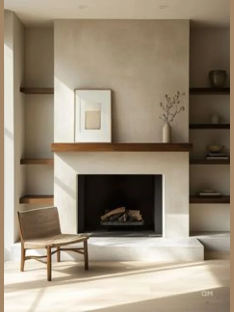 White Venetian Plaster Chimney Breast