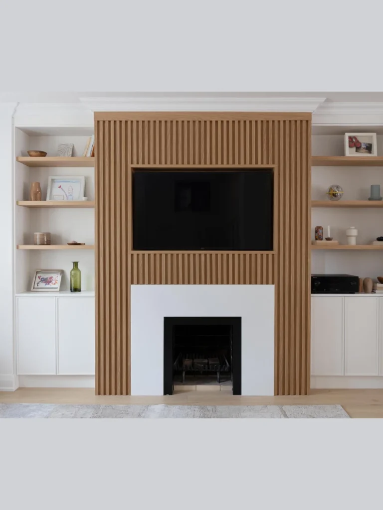 Wood-Paneled Fireplace Accent Walls