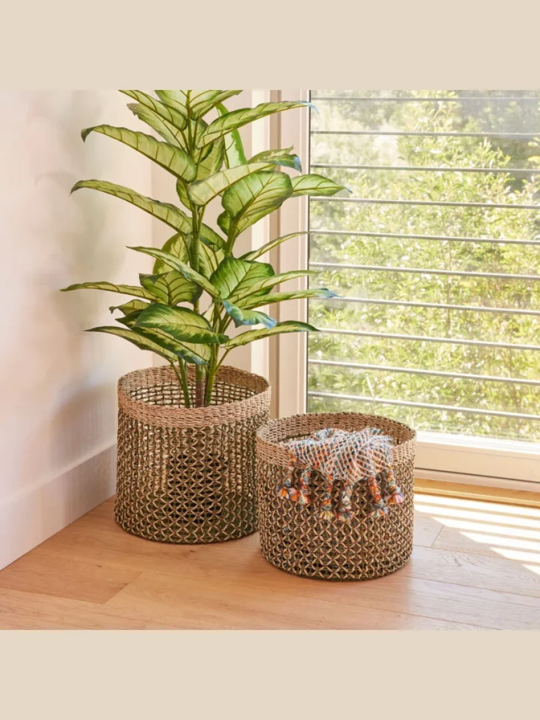 Woven Abaca Fiber Plant Basket Covers
