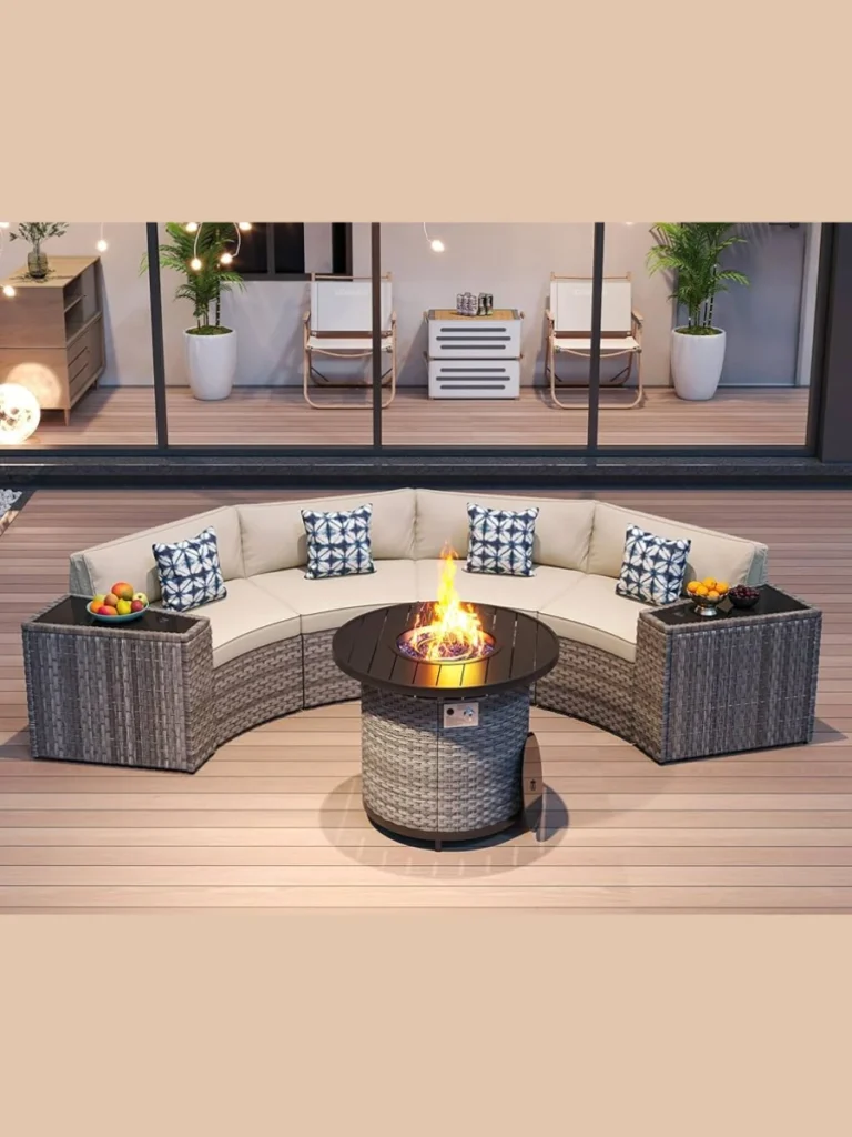 Woven Rattan Fire Tables for a Coastal Lounge Feel