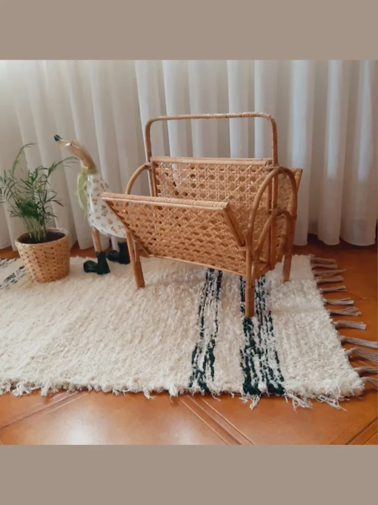 Woven Rattan Magazine Floor Racks