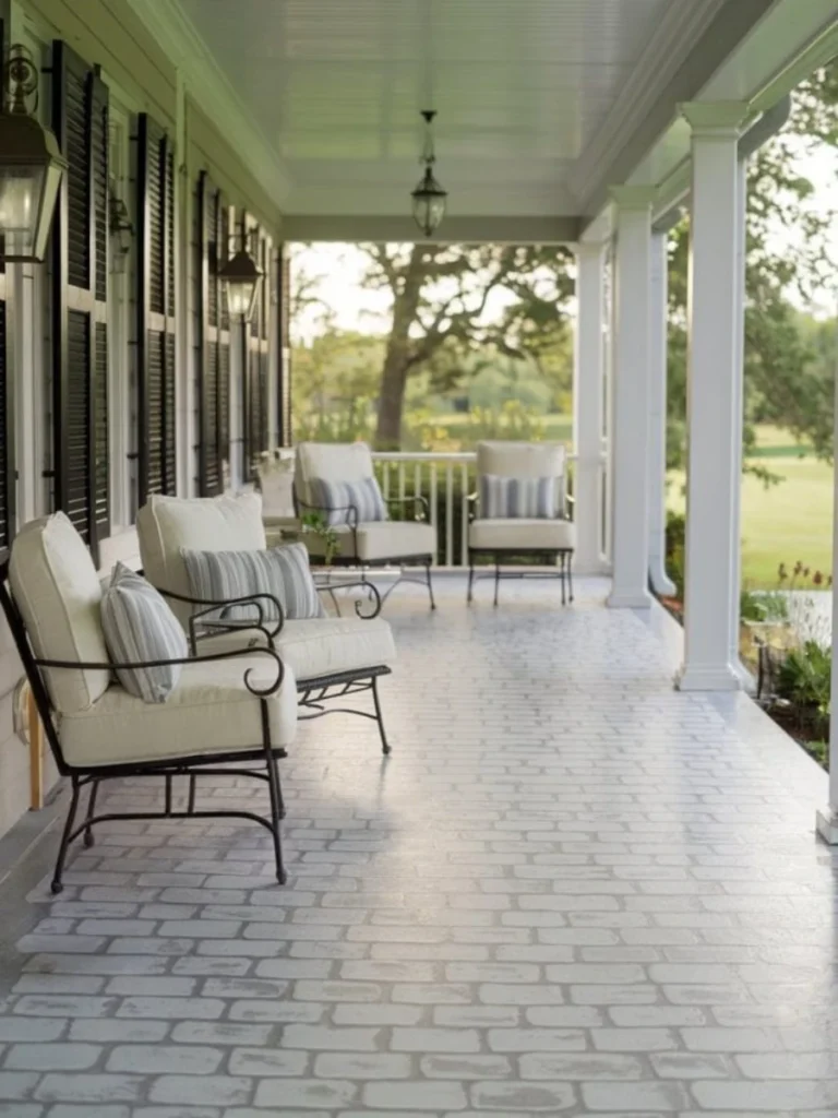 pitted gray cement porch ornaments