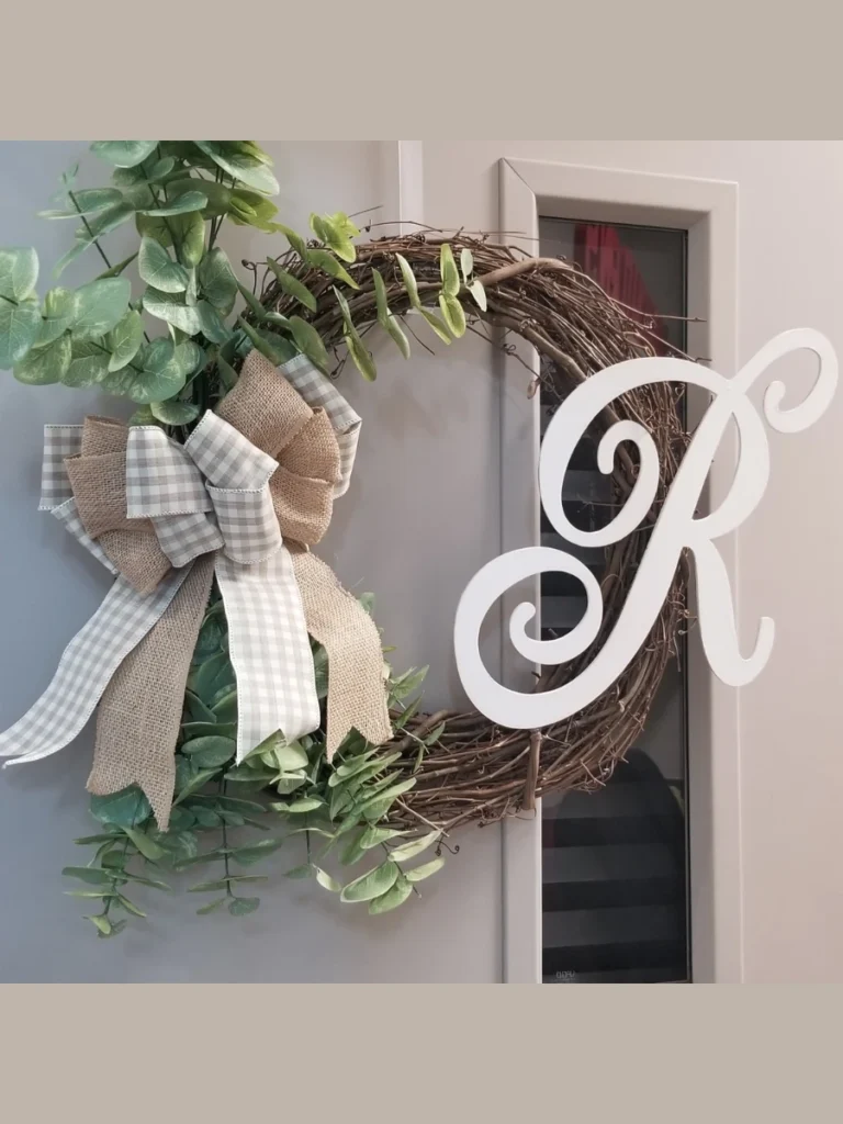 Accent a Flat Wooden Monogram Letter with Faux White Daisies on a Twig Ring