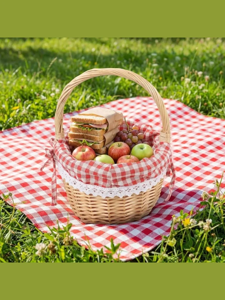 Accent a Tiny Red Picnic Basket with Miniature Sweet Corn Cobs for Farmhouse Charm