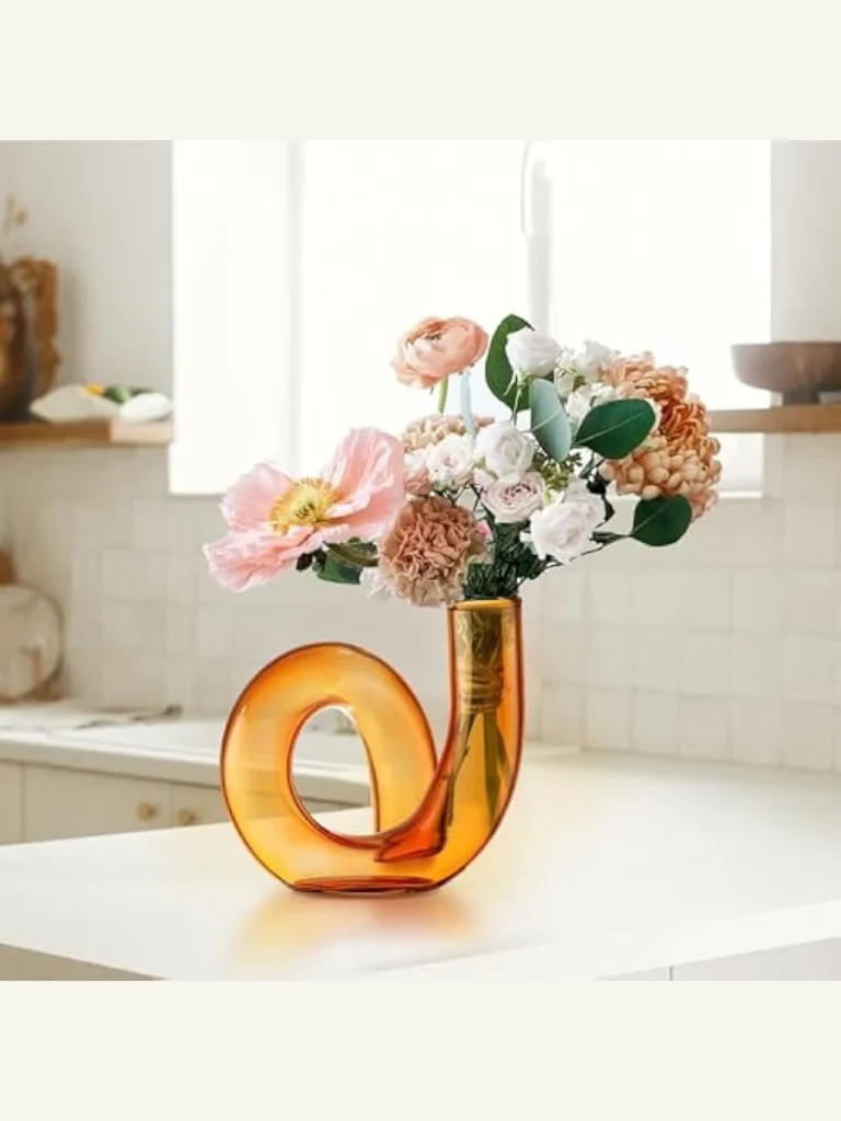 Amber Glass Geometric Flower Vases