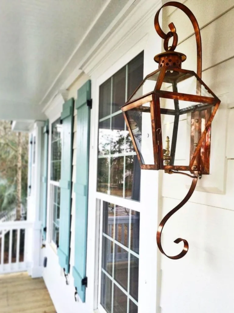 Antique Brass Hanging Gas Look Lanterns